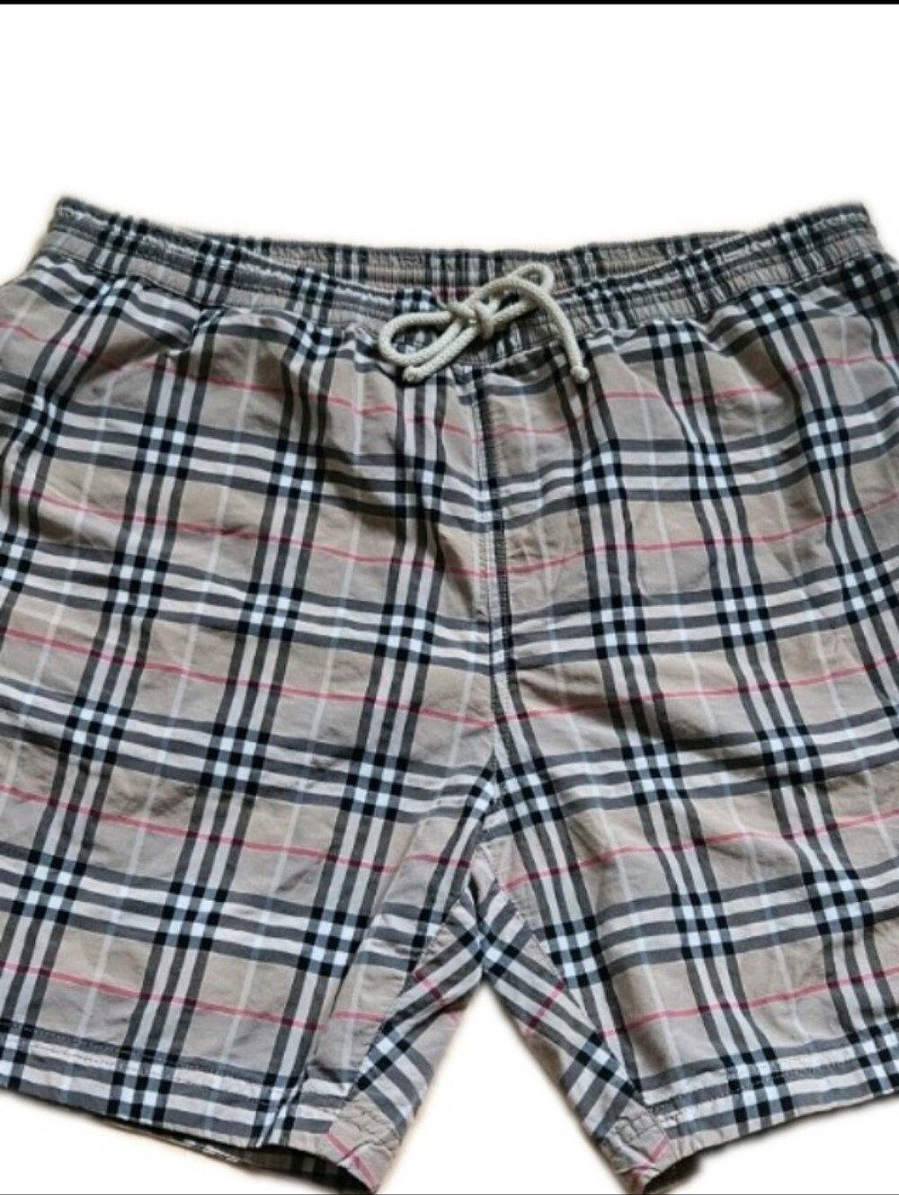 BURBERRY Vintage Classic Check Plaid Drawstring Mesh Lined Swim Shorts Men's XL